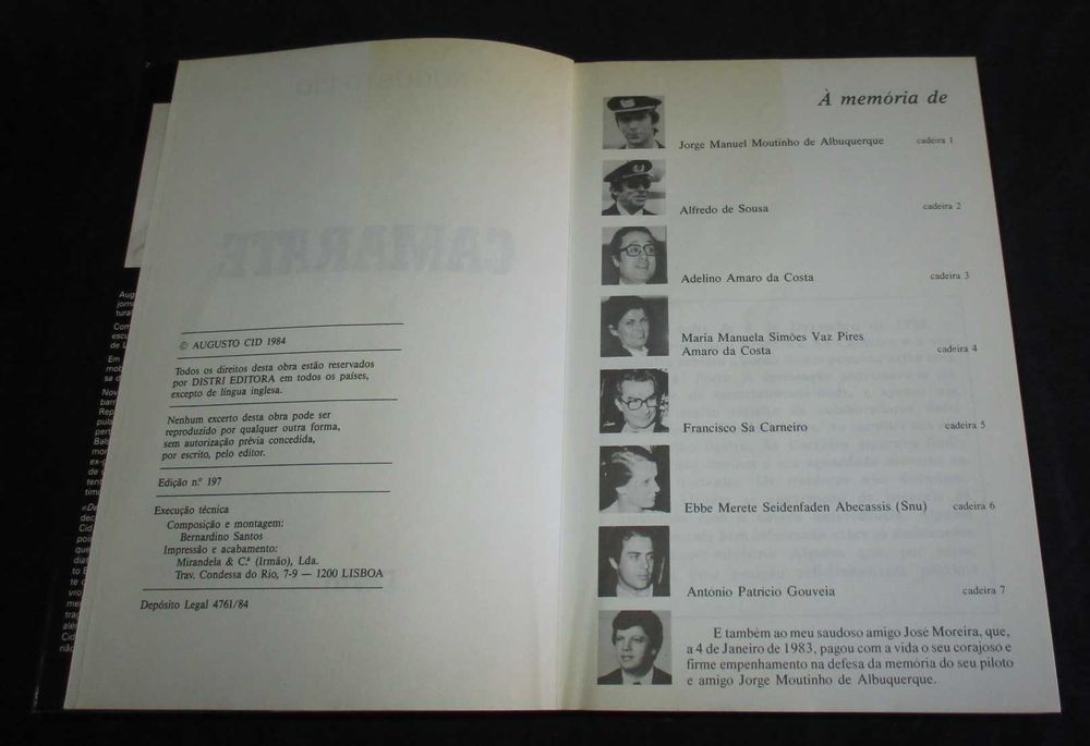 Livro Camarate Augusto Cid Distri Editora 1984