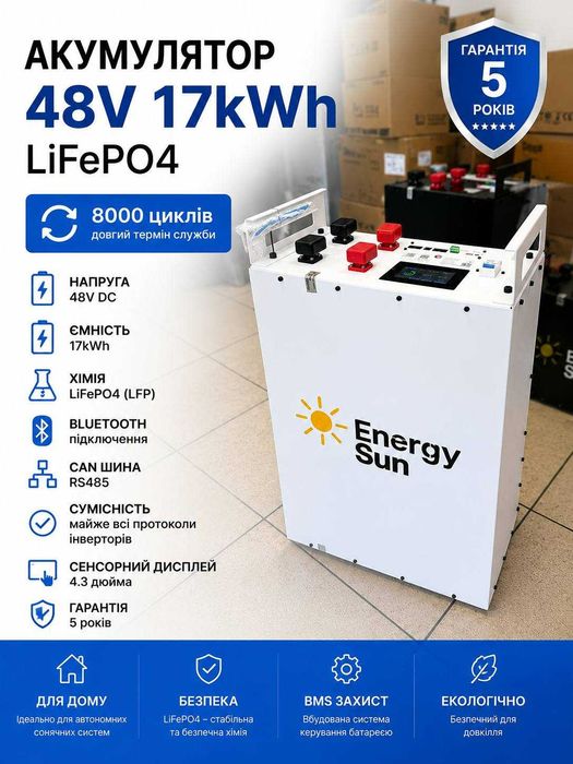 Акумуляторна збірка Lifepo4 48v 17 квт з комірок Eve Grade A