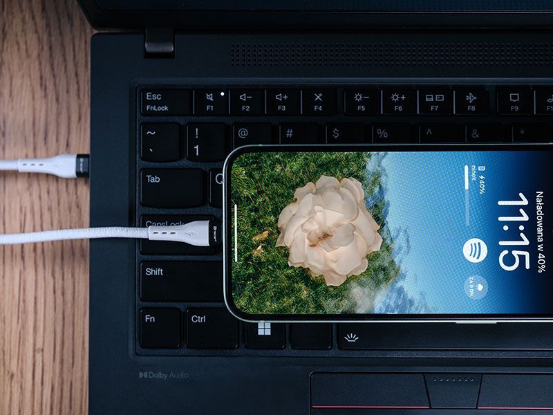 Kabel TRACER USB C - Lightning 1m 60W Biały