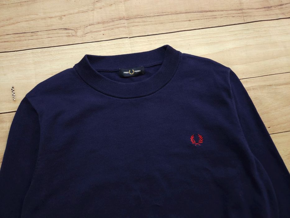 FRED PERRY Sweter Męski Granatowy Logo r. L