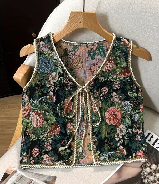 Kamizelka kwiaty Vintage