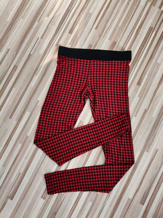 Legginsy damskie w kratkę, czerwone, Tezenis, S
