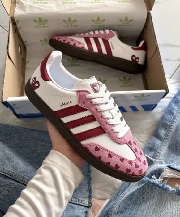 Заголовок: Кросівки Samba x Comme des Garçons Play White Pink (37-41) | Нові Самба