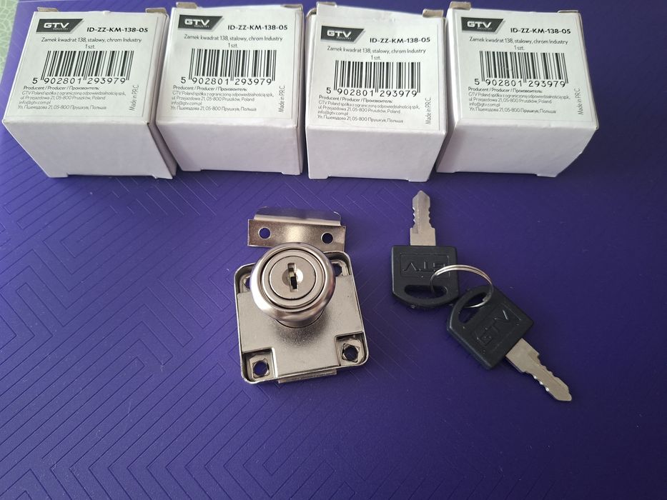 Zamek kwadrat 138, stalowy, chrom industry 1szt