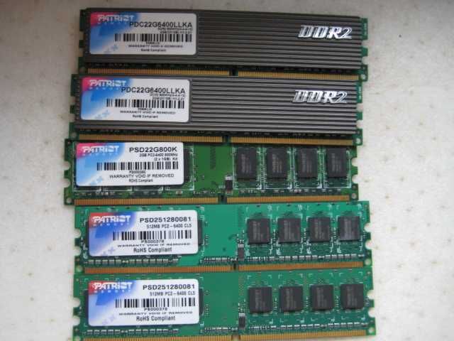 Pamięć RAM PATRIOT DDR2 800MHz Razem 4GB cena za całość.