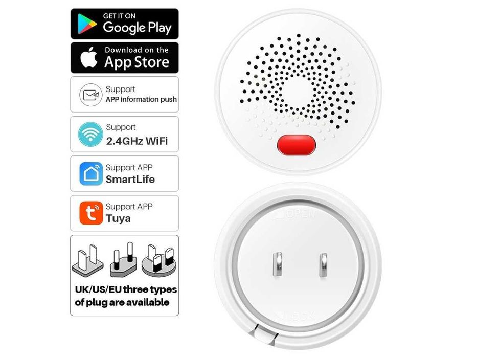 Sensor de Alarme de Gás Tuya
