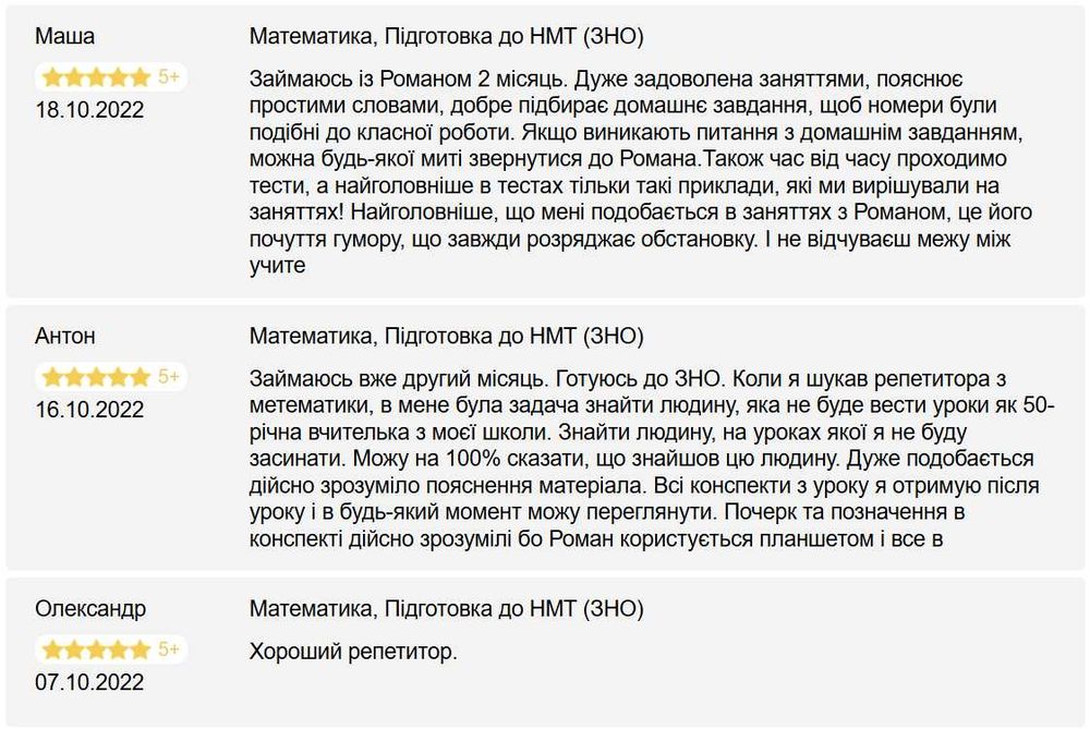 Репетитор із математики ЗНО/НМТ