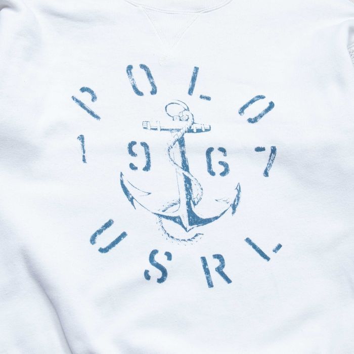 Polo Ralph Lauren Knitted sleeve white cotton blend sweatshirt bluza L