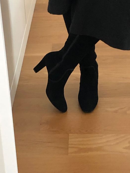 Botas de cano alto em camurça preta  | 38 | Zara