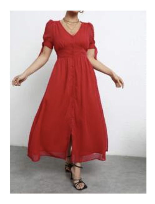 Czerwona zwiewna sukienka s/36