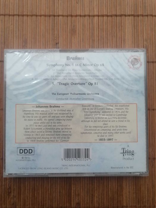 CD Album "Brahms – Symphony No. 1, 'Tragic Overture'" Symphonia Classics64752405247491121