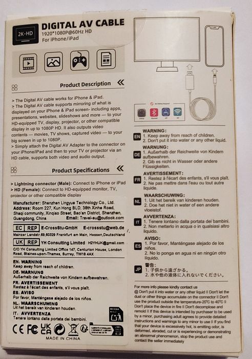 Cabo HDMI Adaptador de iPhone/Ipad