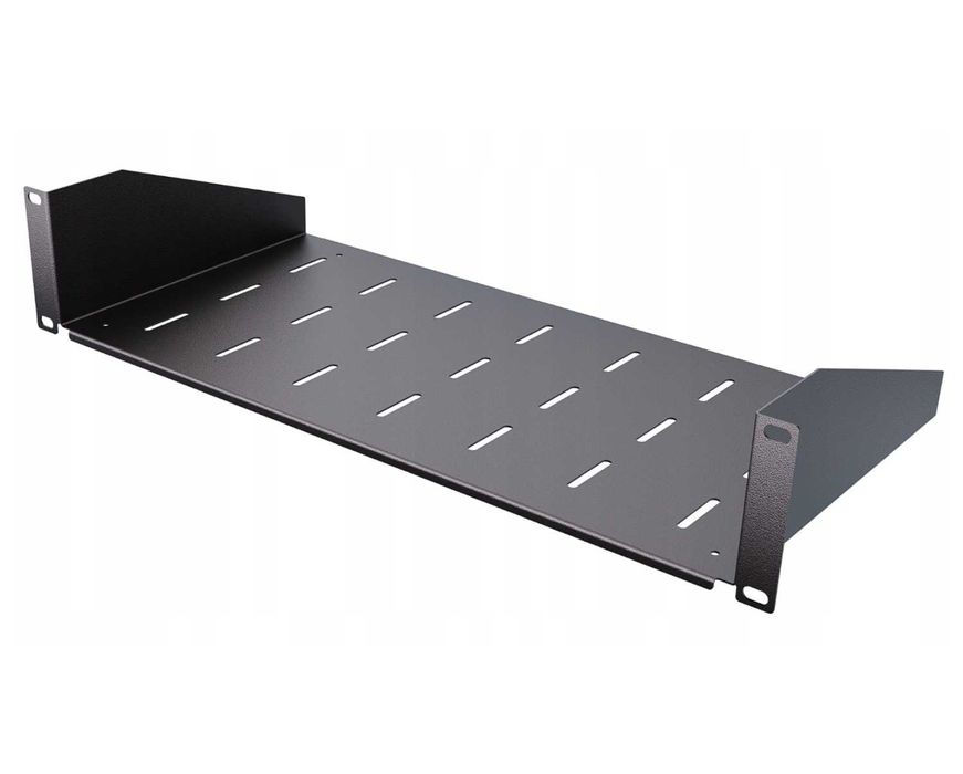 Półka RACK Eco stała czarna 19" 2U 220 mm Perforowana jakość StalFlex