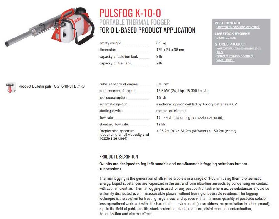 Pulverizador Térmico pulsFOG K-10-O COMO NOVO