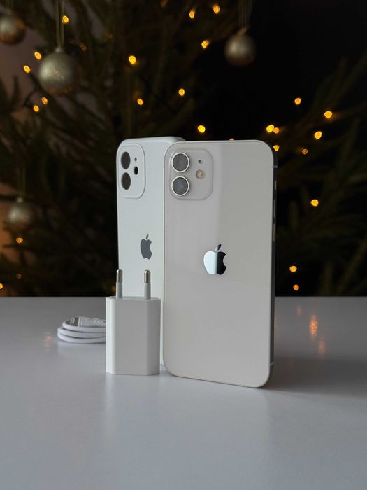 Iphone 12 64gb, White , Зарядка+чохол+скло, АКБ 80%, Все працює