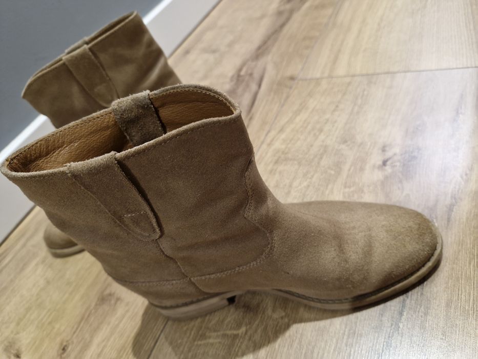 Buty skórzane botki na platformie