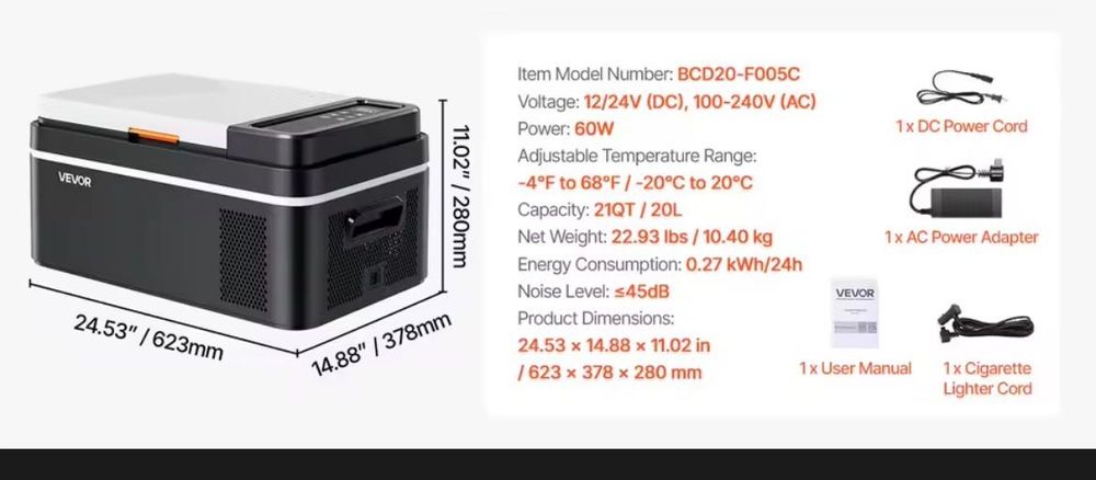 Arca refrigeradora/congeladora 20L nova
