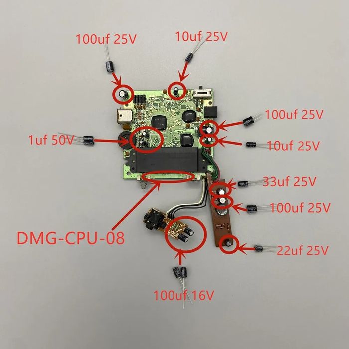 Game boy DMG 01 capacitores