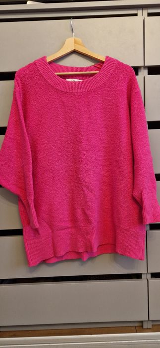 Sweter dłuższy oversize Zara mocny róż S 36