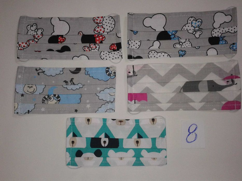 maseczka dla dzieci wielorazowa bawełniana - 5 sztuk