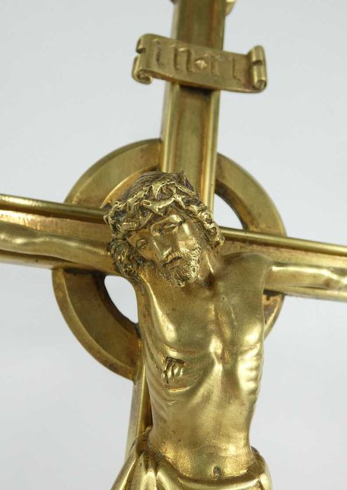 Krzyż krucyfiks mosiądz pasyjka JEZUS 50,5 cm GOTYK