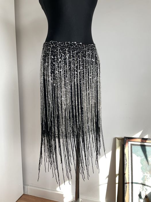 Nasty gal cekinowa spódnica mini z frędzlami M 38