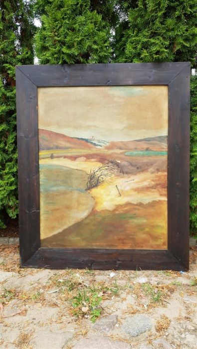 Piękny poniemiecki obraz olejny - 103x125