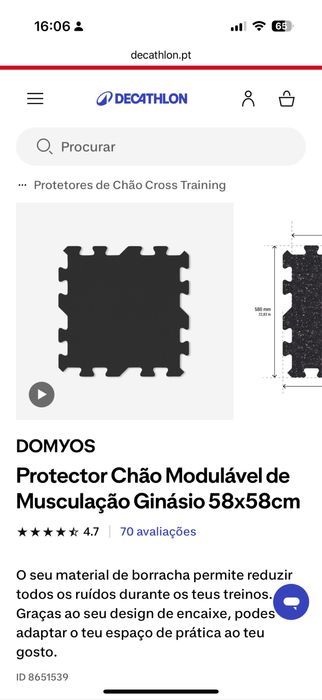 Protector chão modulável de musculação