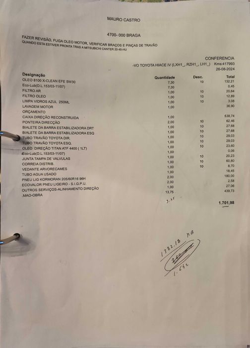 Toyota Hiace 3 lugares