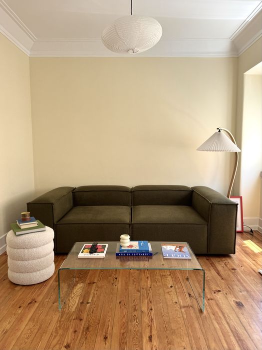 Sofá Westwing LENNON 3 Lugares Verde Azeitona Bouclé Modular