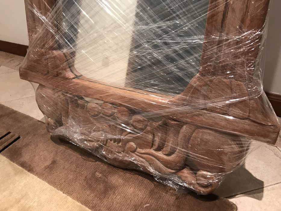 Espelho de antiquario (madeira maciça / natural esculpida)