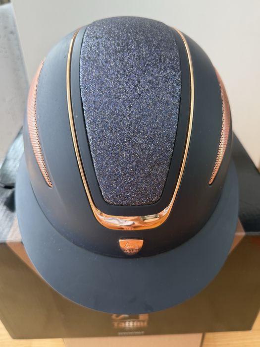 Kask jeździecki Tattini Ariete Rose Gold blue, r. S
