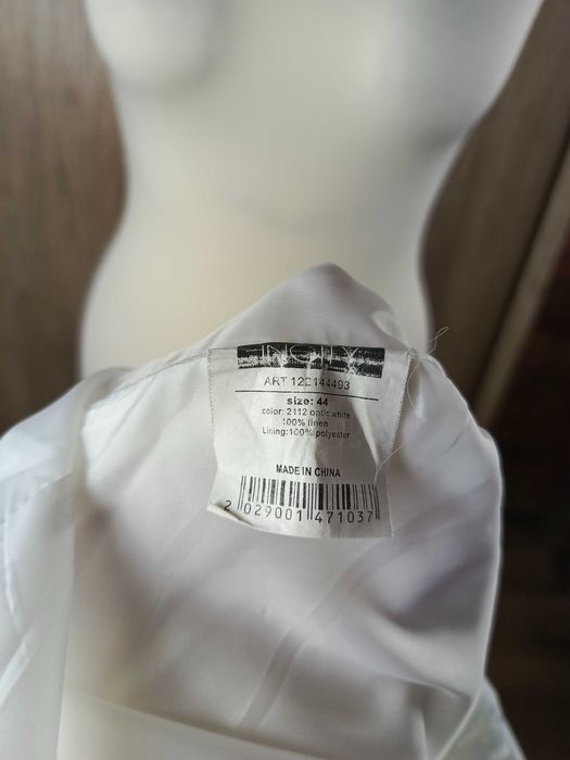 Basic lniana sukienka biała elegancka linen prosta klasyczna S 36