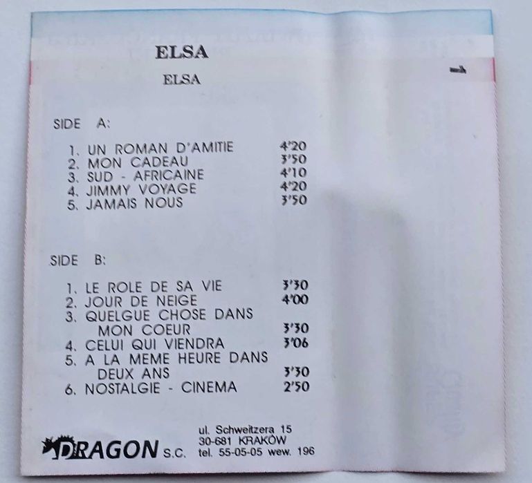 Kaseta audio  Elza - Elza - Gwiazdy Francuskiej Piosenki