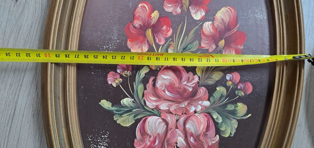 Conjunto 2 quadros antigos pintados a mão, oleo s/ madeira