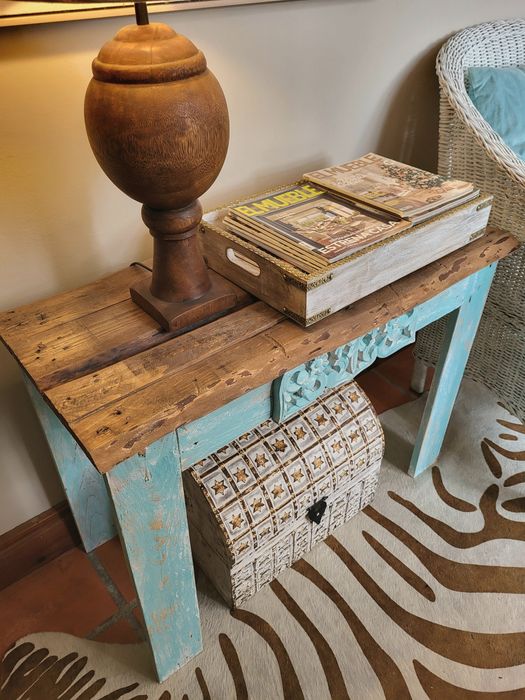 aparador, consola, mesa, azul, talha, rustico