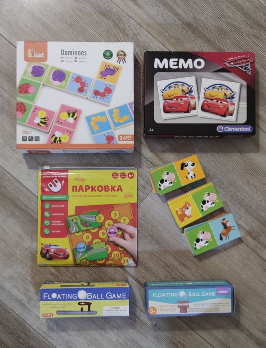 Детские настольные игры. Домино Vega и Dodo. Мемо машинки. Аэробол