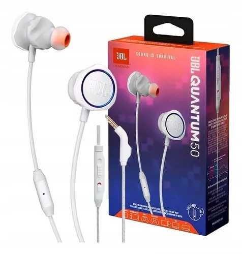 Nowe Słuchawki Przewodowe JBL Quantum 50 – Biało-Szare