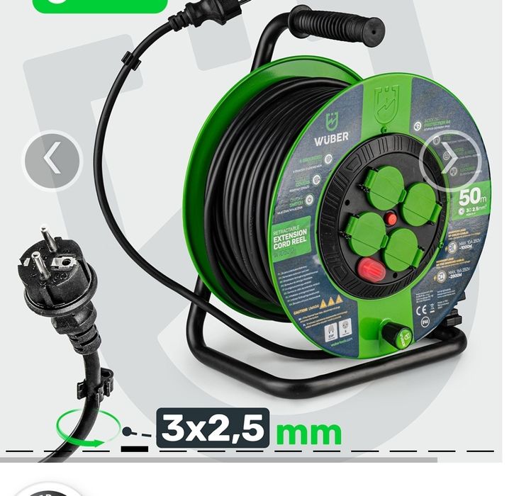 Przedłużacz  50m na bębnie 3x2.5mm