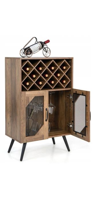 Szafka na wino w stylu industrialnym rustykalny brąz