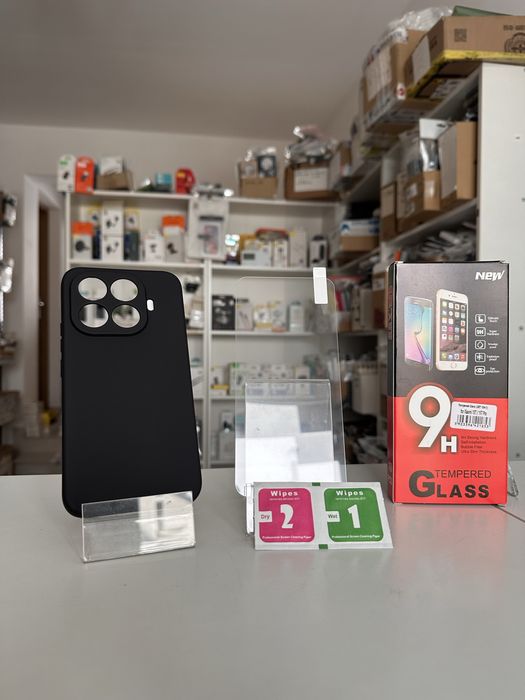 Etui Plecki Silikonowe czarne + SZKŁO hartowane do XIAOMI 15T PRO