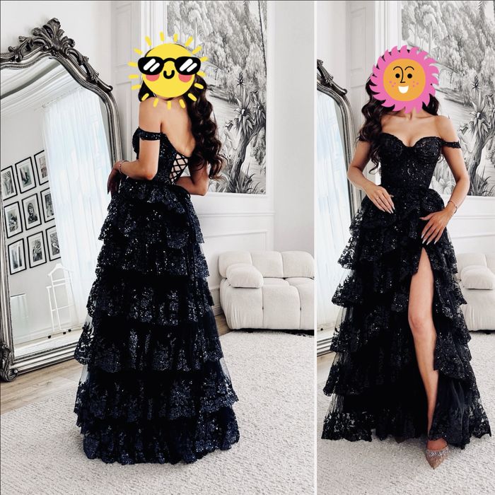 Sukienka z wiazaniem czarna Carmen Dres on Now balowa blyszczaca