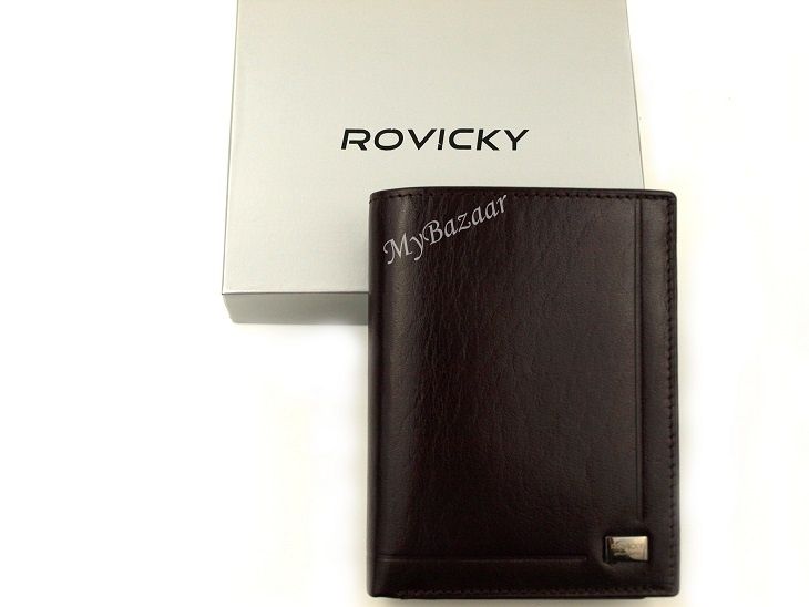 Elegancki męski, skórzany portfel ROVICKY PC105-BAR brązowy
