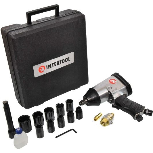 Пневмогайкокрут Intertool PT-1101 (торцеві головки + чохол)