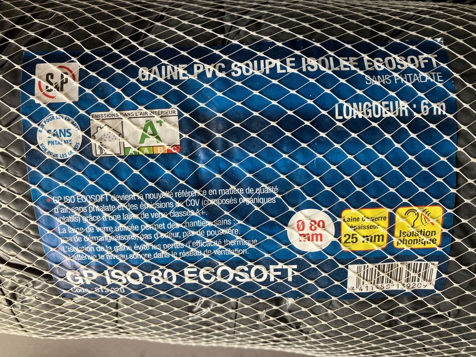 Condutas flexíveis isoladas – Ø80 / Ø82 / Ø125 – 6 m – ventilação
