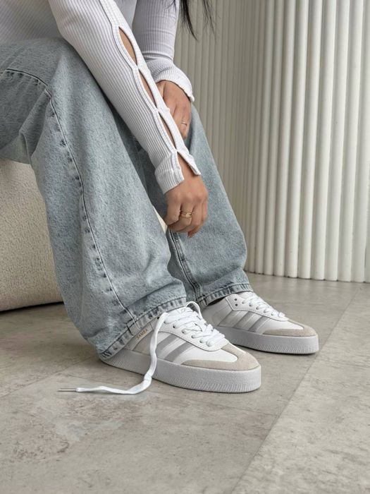 Жіночі кросівки Adidas Samba White адідас самба білі