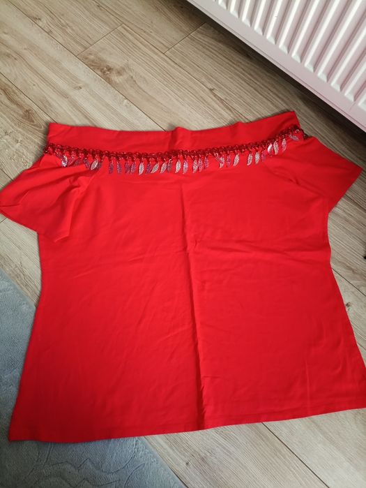 Czerwona letnia bluzka hiszpanka plus size  rozciągliwa