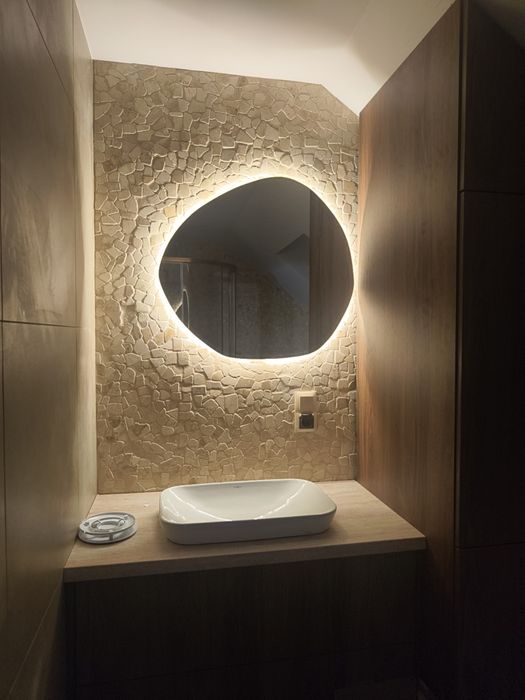 Nowe lustro LED biała barwa światła 86x87 nieregularne asymetryczne