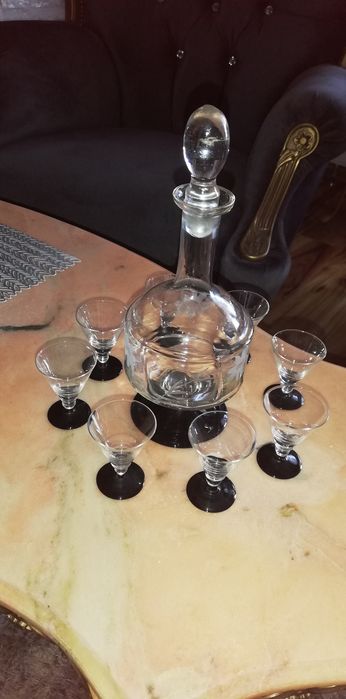 Kieluszki z karafka Art.Deco Huta Hortensja antyk