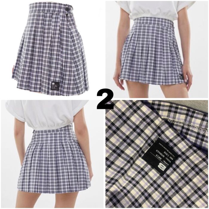 Спідниця міні в клітинку Bershka Colin’s тенісна рожева синя